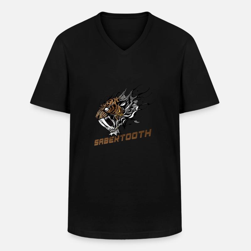 Fierce Sabertooth Tiger - Men's V-Neck T-Shirt - black