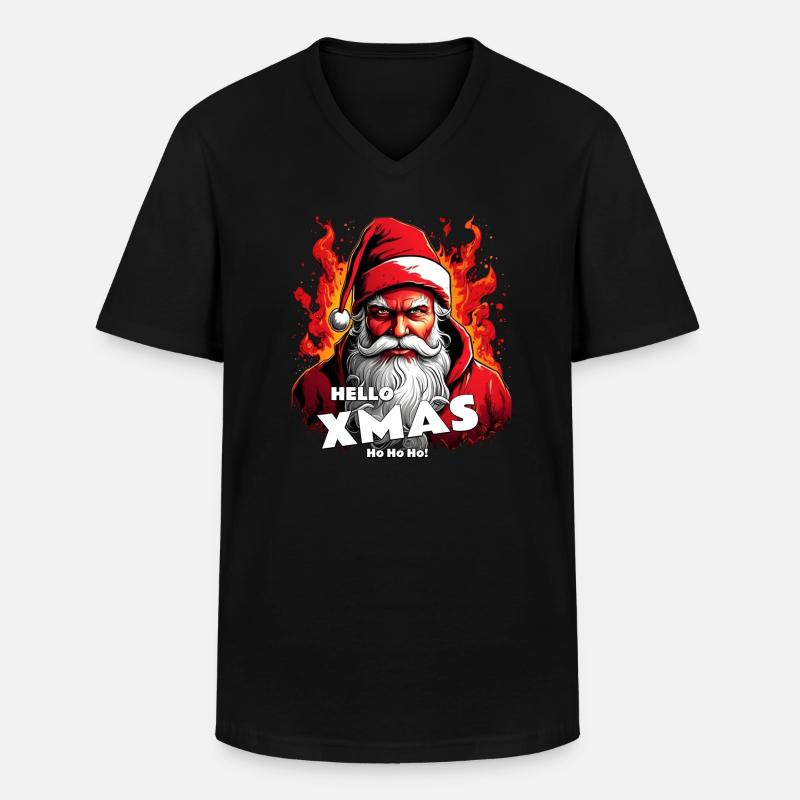 Santa's Hellstare | Hello Xmas - Männer-T-Shirt mit V-Ausschnitt - Schwarz