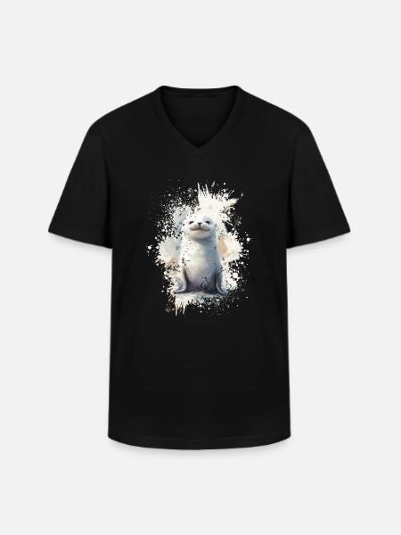 Phoque - T-shirt col V Homme - noir