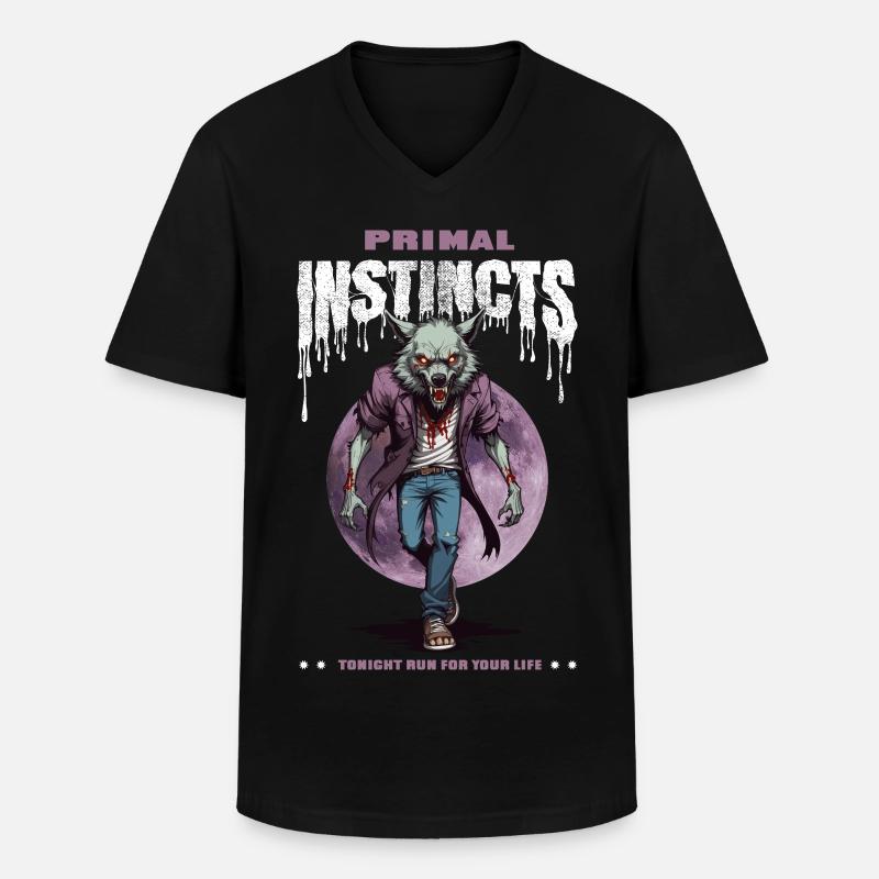 Werwolf bei Nacht - Männer-T-Shirt mit V-Ausschnitt - Schwarz