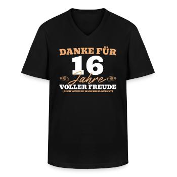 16. Hochzeitstag Mann Saphirhochzeit - Männer-T-Shirt mit V-Ausschnitt - Schwarz - Vorne - AI Model Male 178 dark (178cm)
