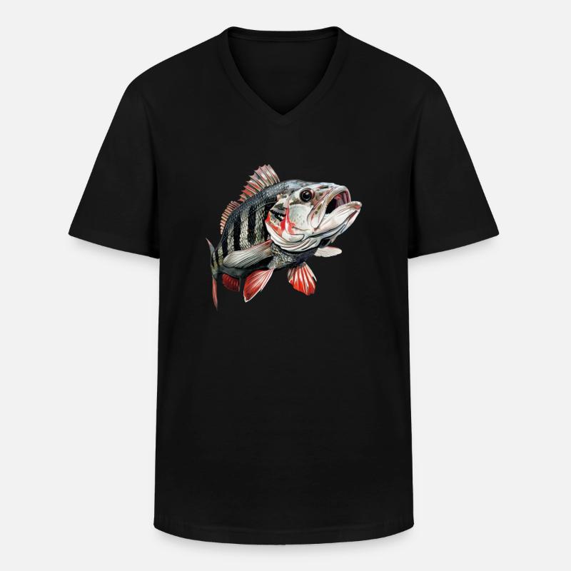 Barsch - Männer-T-Shirt mit V-Ausschnitt - Schwarz
