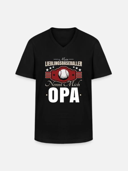 Baseball Opa - Männer-T-Shirt mit V-Ausschnitt - Schwarz
