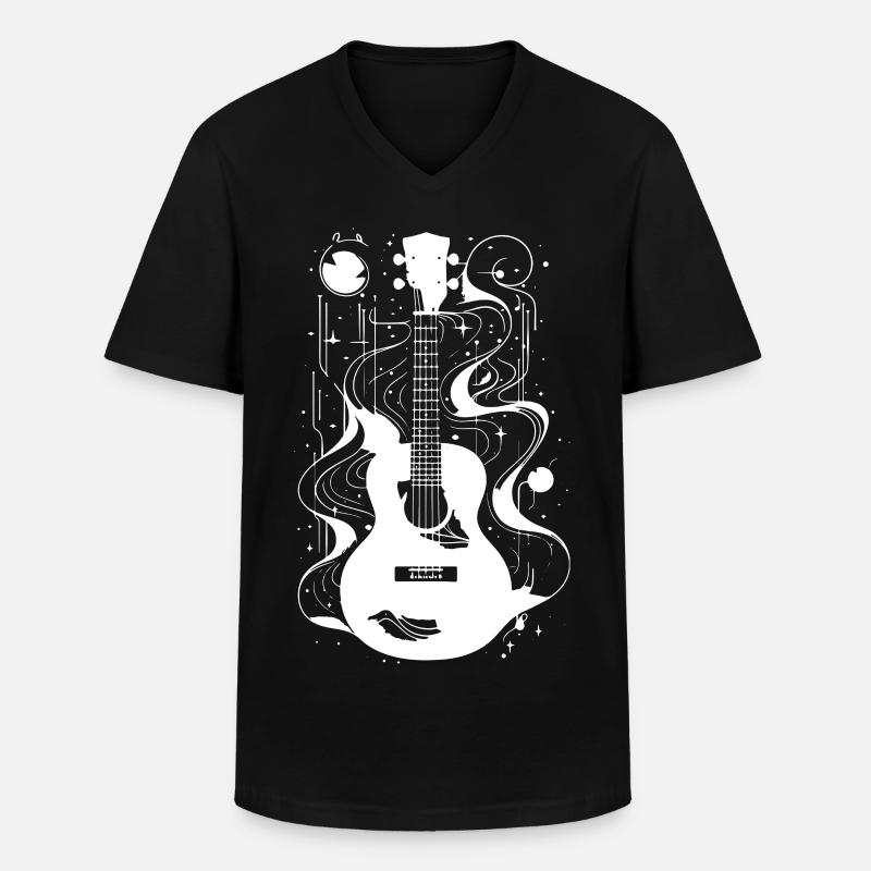 Ukulele Zeichnung - Männer-T-Shirt mit V-Ausschnitt - Schwarz