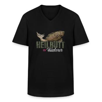 Norwegen Heilbutt Angeln - Männer-T-Shirt mit V-Ausschnitt - Schwarz - Vorne - AI Model Male 178 dark (178cm)