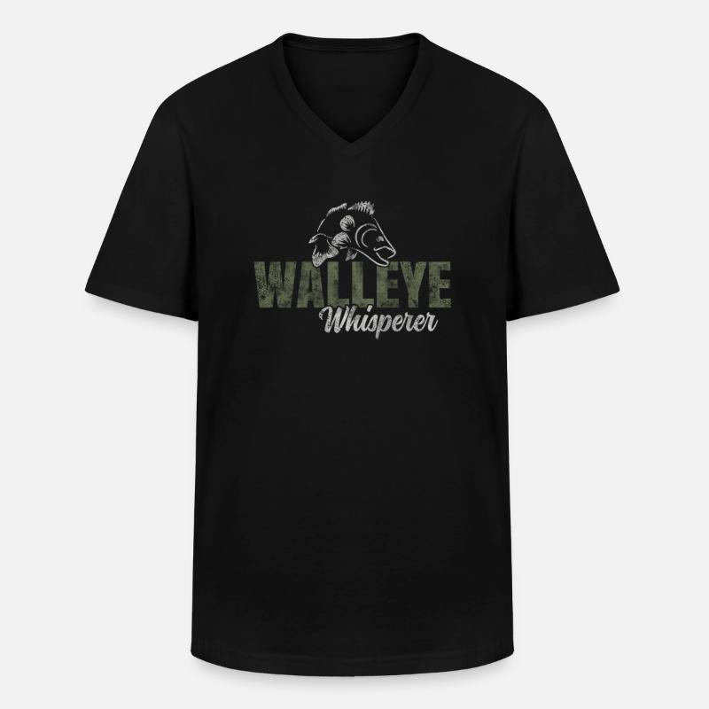 Walleye Whisperer - Männer-T-Shirt mit V-Ausschnitt - Schwarz