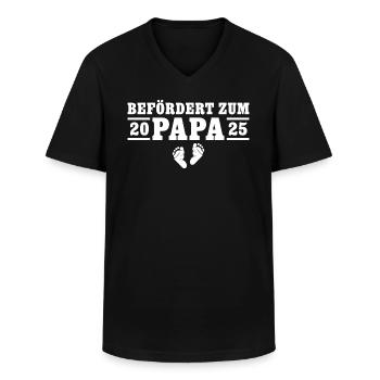 Werdender Papa 2025 Befördert zum Vater - Männer-T-Shirt mit V-Ausschnitt - Schwarz - Vorne - AI Model Male 178 dark (178cm)