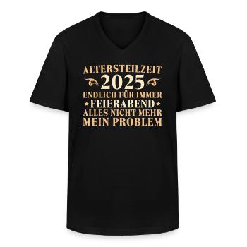 Frührente Nicht mein Problem Altersteilzeit 2025 - Männer-T-Shirt mit V-Ausschnitt - Schwarz - Vorne - AI Model Male 178 dark (178cm)