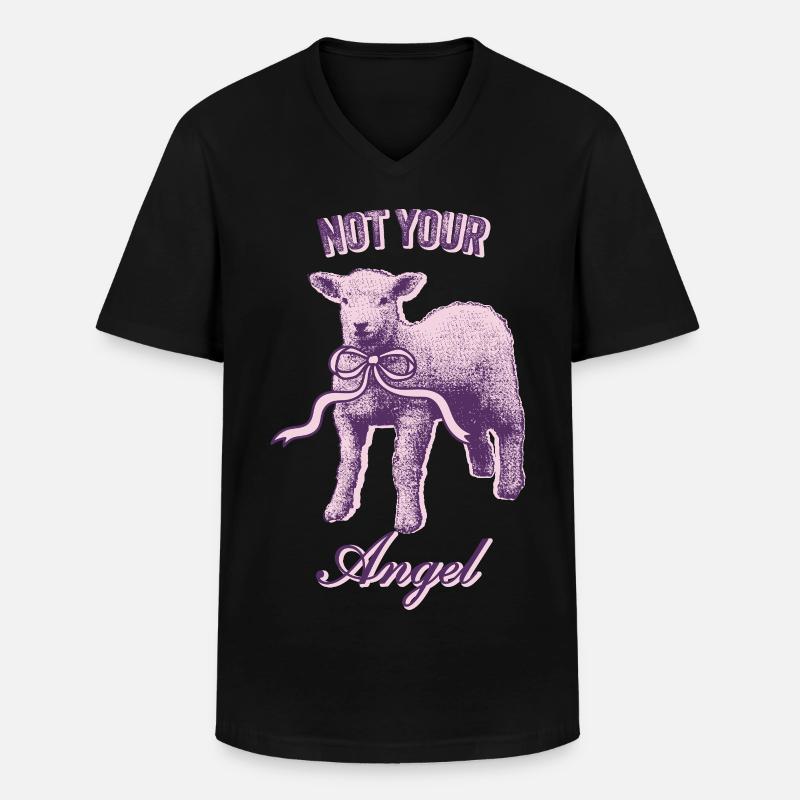 Ästhetisches Lamm – Rebellisch & Süß - Männer-T-Shirt mit V-Ausschnitt - Schwarz