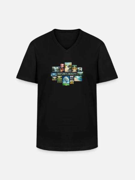 Nature's Beauty Collage - Men's V-Neck T-Shirt - black
