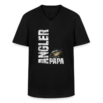 Angler Papa - Karpfen Angeln - Männer-T-Shirt mit V-Ausschnitt - Schwarz - Vorne - AI Model Male 178 dark (178cm)
