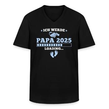 Ich werde Papa 2025 Schwangerschaft verkünden - Männer-T-Shirt mit V-Ausschnitt - Schwarz - Vorne - AI Model Male 178 dark (178cm)