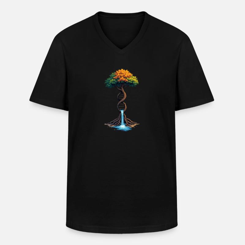 DNA-Baum des Lebens Wasserfall - Männer-T-Shirt mit V-Ausschnitt - Schwarz