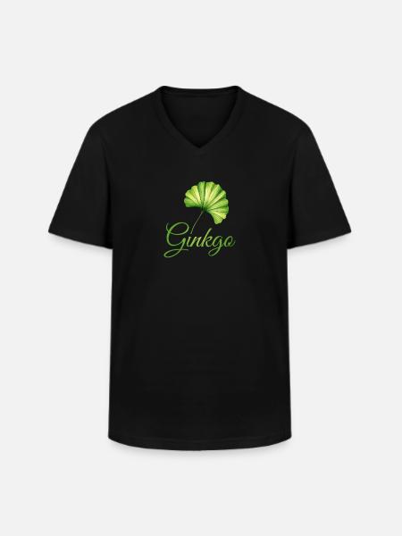 Ginkgo Leaf Botanical Elegance - Men's V-Neck T-Shirt - black