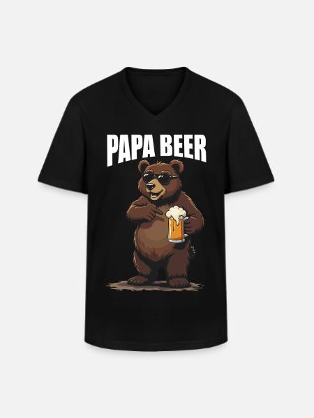 papa bier - Männer-T-Shirt mit V-Ausschnitt - Schwarz
