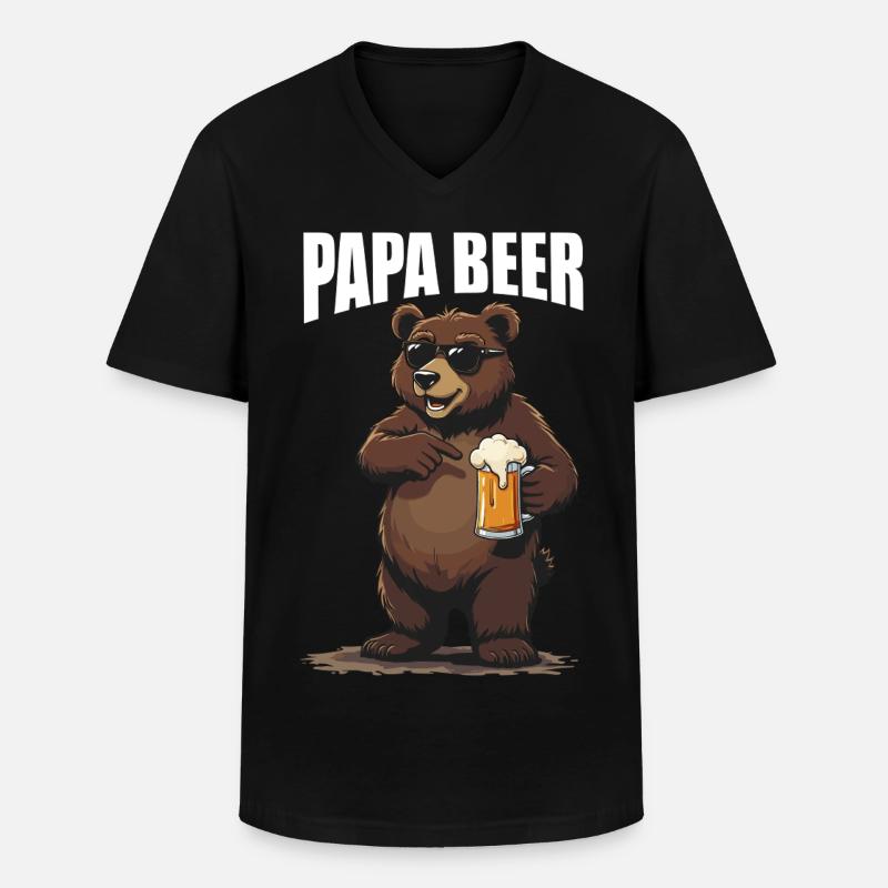 papa bier - Männer-T-Shirt mit V-Ausschnitt - Schwarz