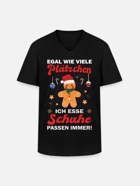 Weihnachtsgeschenk Lebkuchenmann Plätzchen Schuhe - Männer-T-Shirt mit V-Ausschnitt - Schwarz