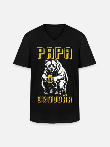 Dad-to-be PAPA BRAUBÄR Funny - Men's V-Neck T-Shirt - black
