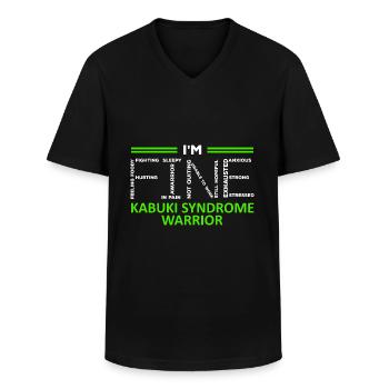 Kabuki Syndrome Awareness Im fine Green RibbonKabu - Männer-T-Shirt mit V-Ausschnitt - Schwarz - Vorne - AI Model Male 178 dark (178cm)