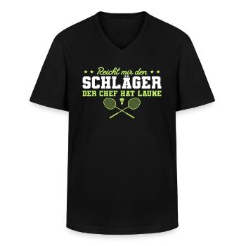 Badminton Reicht mir den Schläger Federball - Männer-T-Shirt mit V-Ausschnitt - Schwarz - Vorne - AI Model Male 178 dark (178cm)