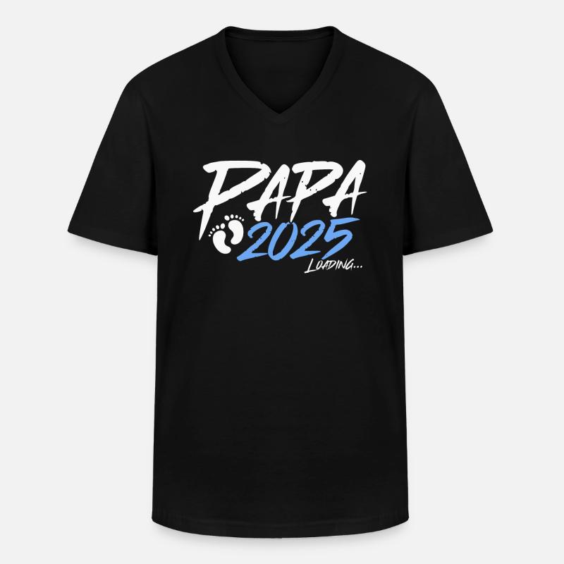 Papa 2025 loading - Männer-T-Shirt mit V-Ausschnitt - Schwarz