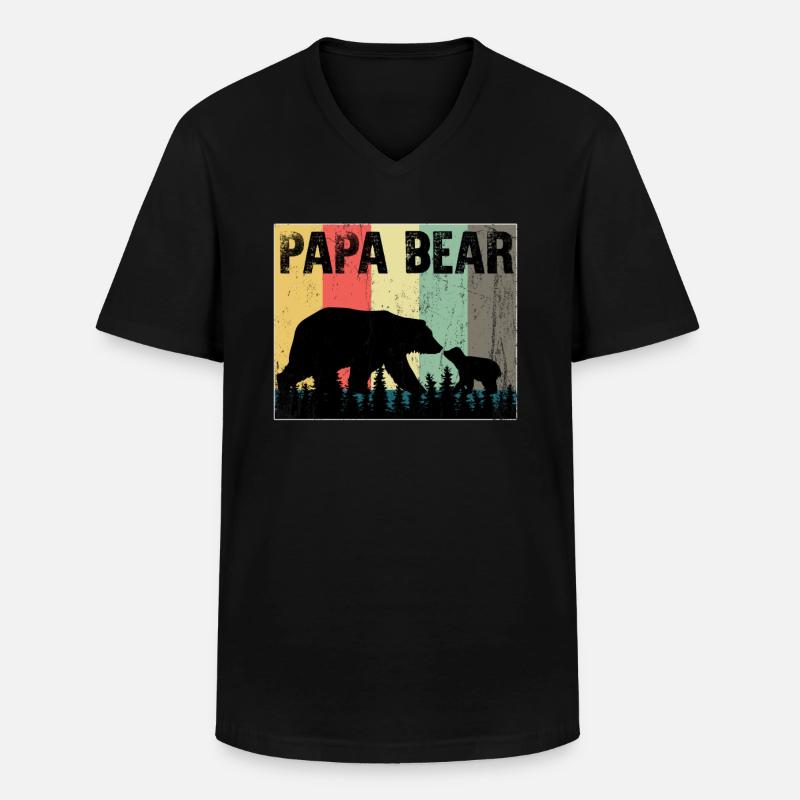 papabär - Männer-T-Shirt mit V-Ausschnitt - Schwarz