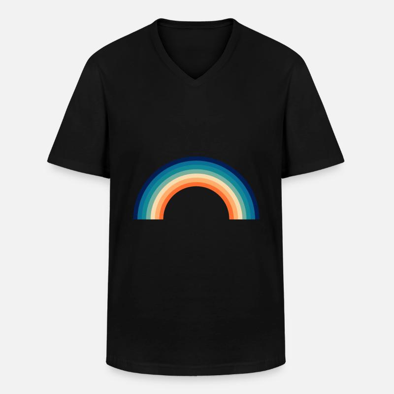 Regenbogen Kinder retro - Männer-T-Shirt mit V-Ausschnitt - Schwarz