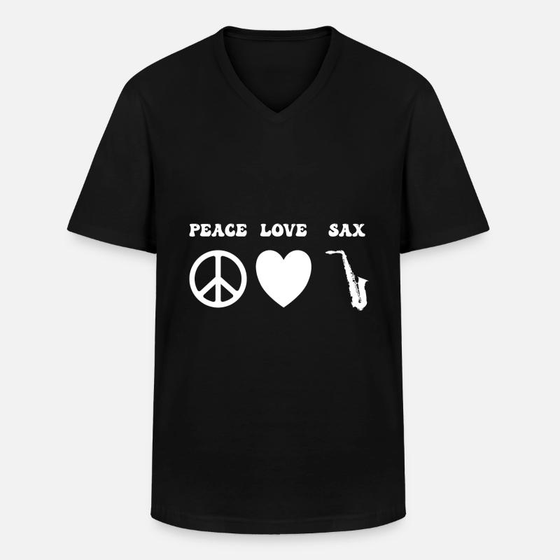 Liebe Saxophon - Männer-T-Shirt mit V-Ausschnitt - Schwarz