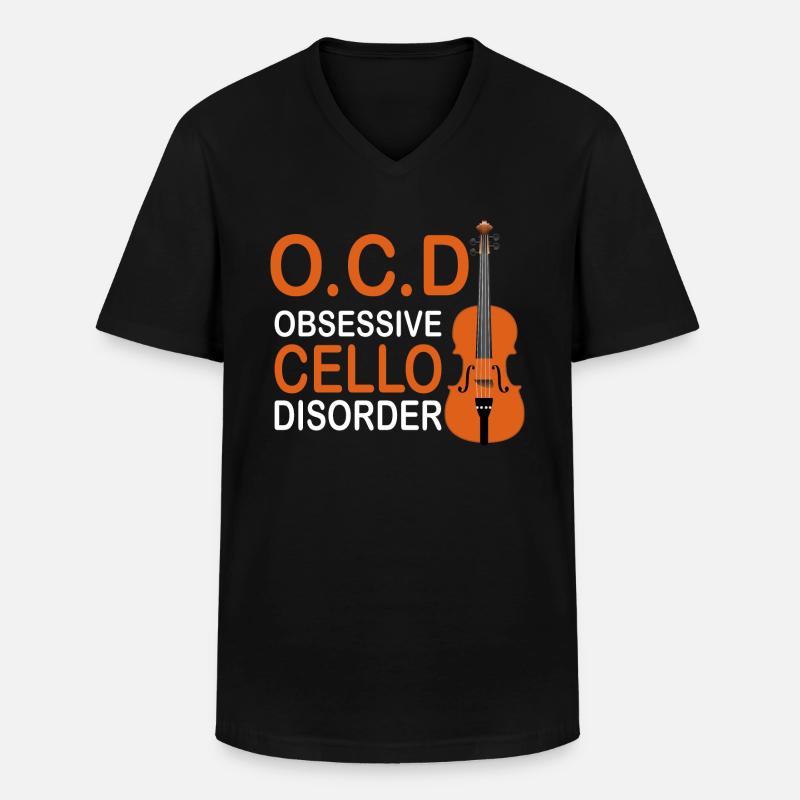 OCD Obsessive Cello Disorder - Männer-T-Shirt mit V-Ausschnitt - Schwarz