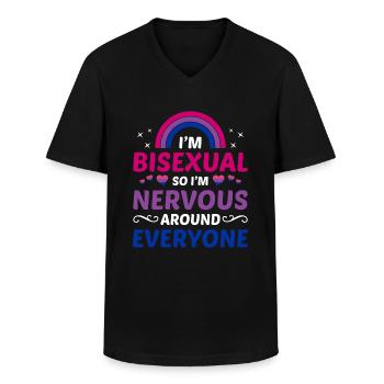 I m bisexual - Men's V-Neck T-Shirt - black - Front - AI Model Male 178 dark (178cm)