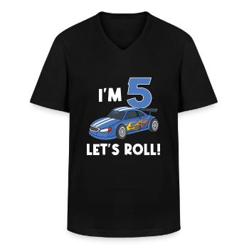 Kindergeburtstag Autorennen Auto / 5 Jahre - Männer-T-Shirt mit V-Ausschnitt - Schwarz - Vorne - AI Model Male 178 dark (178cm)