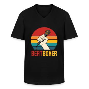 Beatboxer Hip Hop Music Mic Vocal Retro Vintage - Männer-T-Shirt mit V-Ausschnitt - Schwarz - Vorne - AI Model Male 178 dark (178cm)