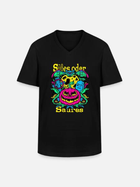 Süßes oder saures - Halloween Motiv - Männer-T-Shirt mit V-Ausschnitt - Schwarz