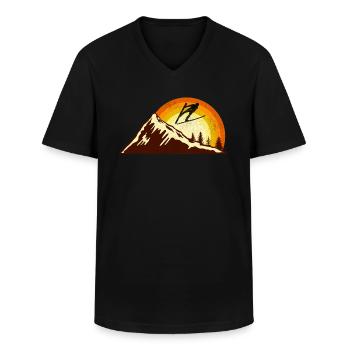 Skispringen Retro Skispringer Geschenk - Männer-T-Shirt mit V-Ausschnitt - Schwarz - Vorne - AI Model Male 178 dark (178cm)