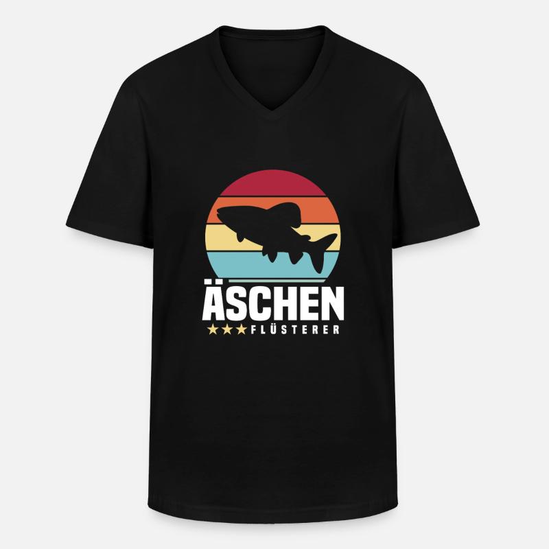 Äschen Flüsterer - Männer-T-Shirt mit V-Ausschnitt - Schwarz