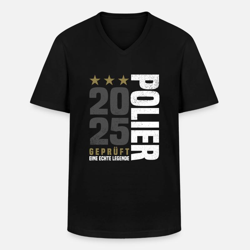 Geprüfter Polier 2025 - Männer-T-Shirt mit V-Ausschnitt - Schwarz