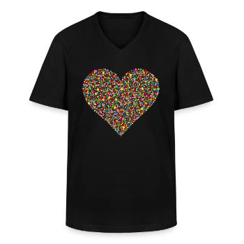 Konfetti Herz - Männer-T-Shirt mit V-Ausschnitt - Schwarz - Vorne - AI Model Male 178 dark (178cm)