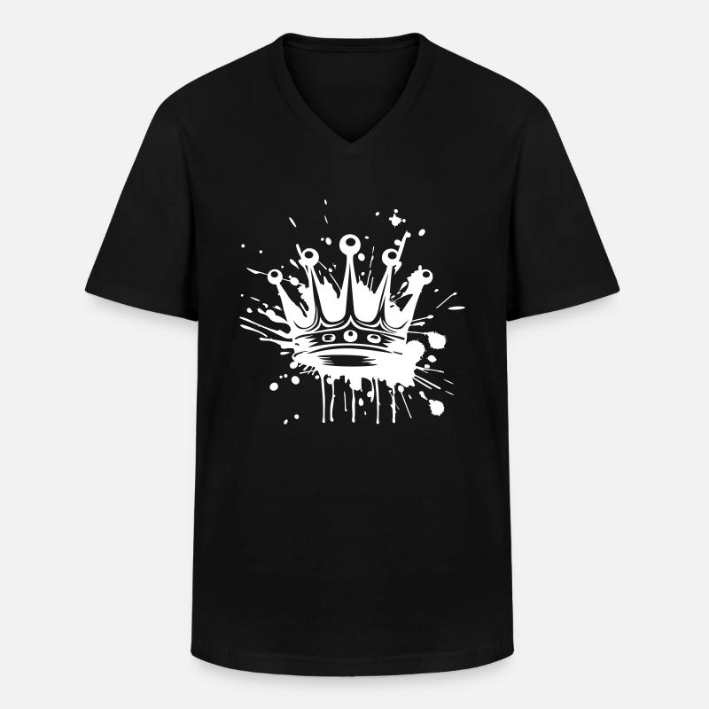 Krone Royal - Männer-T-Shirt mit V-Ausschnitt - Schwarz