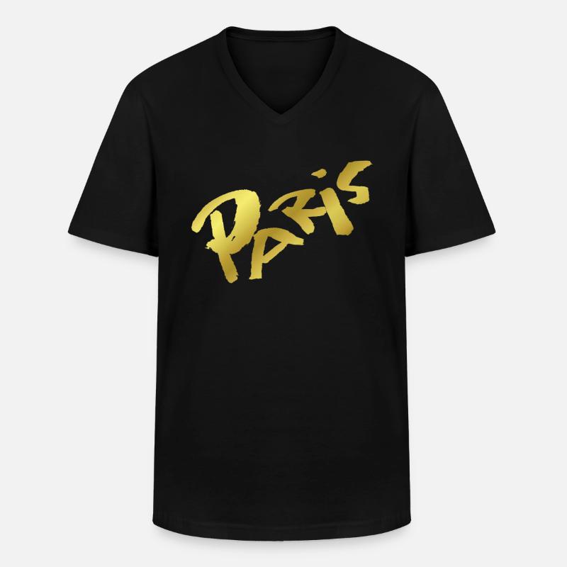 Paris - Männer-T-Shirt mit V-Ausschnitt - Schwarz