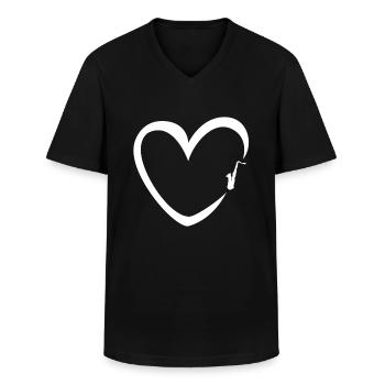 Cadeau de musicien Saxophone Heart Sax Jazz Band - T-shirt col V Homme - noir - Devant - AI Model Male 178 dark (178cm)