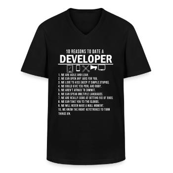 Software developer programming programming - Men's V-Neck T-Shirt - black - Front - AI Model Male 178 dark (178cm)