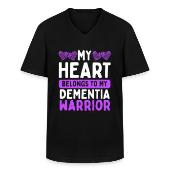 Sensibilisation à la démence Dement Alzheimer’s Warrior - T-shirt col V Homme - noir - Devant - AI Model Male 178 dark (178cm)