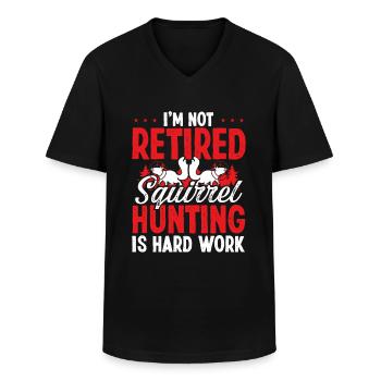 Squirrel Slayer Funny Squirrel Removal Technician - Men's V-Neck T-Shirt - black - Front - AI Model Male 178 dark (178cm)