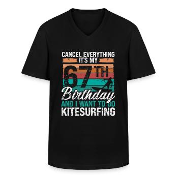 67 Anniversaire Kitesurfer Kitesurfeur 67 ans - T-shirt col V Homme - noir - Devant - AI Model Male 178 dark (178cm)