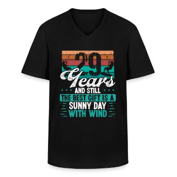 29 Year Old Kitesurfer Kiteboarding 29 Birthday - Men's V-Neck T-Shirt - black - Front - AI Model Male 178 dark (178cm)