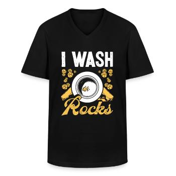 Gold I wash rocks Gold Panner Gold Miner - Männer-T-Shirt mit V-Ausschnitt - Schwarz - Vorne - AI Model Male 178 dark (178cm)
