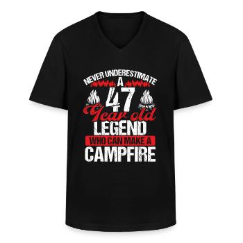 47 Year Old Camper Scouting Scout 47 Birthday - Men's V-Neck T-Shirt - black - Front - AI Model Male 178 dark (178cm)
