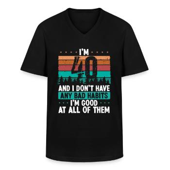 40 år gammel fødselsdag Sjov humor 40 fødselsdag - Klassisk herre T-shirt med V-udskæring - sort - Foran - AI Model Male 178 dark (178cm)