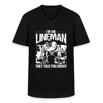O-Line Player Passe Garde Droit Centre Tacle Gauche - T-shirt col V Homme - noir - Devant - AI Model Male 178 dark (178cm)