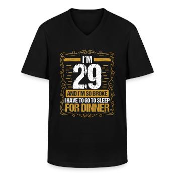 29 Idea Funny Go to Sleep for Dinner Year Humor - Men's V-Neck T-Shirt - black - Front - AI Model Male 178 dark (178cm)
